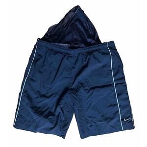 NIKE Swim Trunks Mens L Vintage Large Black Mesh Lined Shorts Bathing Suit Y2K